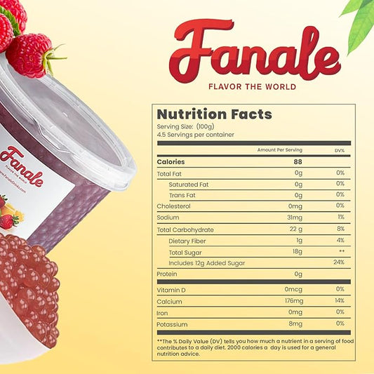 Fanale Popping Boba Pearls for Bubble Tea - 7 lb | Raspberry | Bursting Boba Pearls Bubble | Fruit Juice Flavor for Shakes, Dessert, Smoothie | FPB014