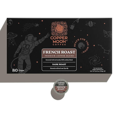 Copper Moon Single Serve Coffee Pods for Keurig K-Cup Brewers, Dark Roast, French Roast Blend, 80 Count