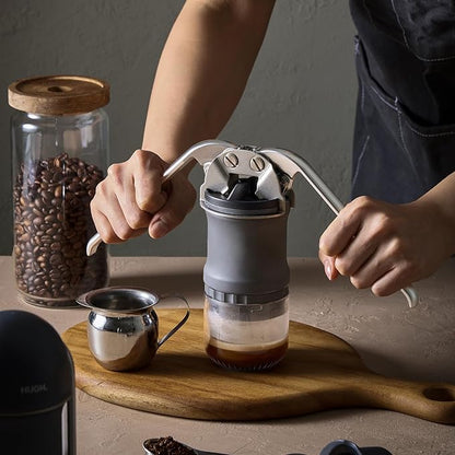 Leverpresso V4 Portable Lever Espresso Maker – Manual Espresso Machine with 51mm Ridgeless Filter Basket, Double Shot, Non-Pressurized, Perfect for Camping & Travel – by HUGH (Non- pressurized Filter)