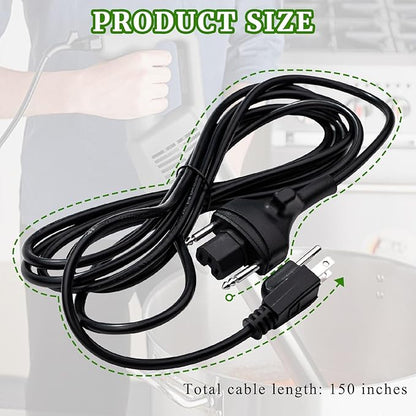 Immersion Blender Power Cord Replacement Replace 89143 Fit for Robot Coupe Blenders MP Series MP350 MP450 MP550 MP600 MP800 Turbo Combi Series C Blender Extended Cords Parts 3-pin Plug 150" Black