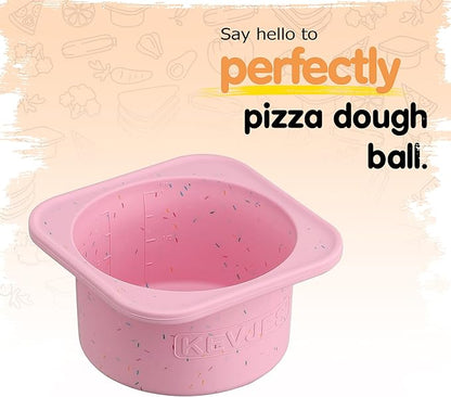 PLUS 1000ml Pizza Dough Proofing Containers for DIY family Artisan Pizza, Food Grade Silicone Stackable Boxes with Lids, Freezer, Fridge, Dishwasher Safe-Sprinkles Pattern-3 Pack (Cotton Candy)