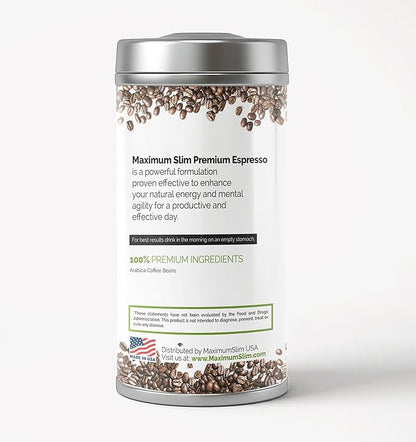 Maximum Slim Premio Instant Espresso Powder – Bold & Rich Flavor 100% Arabica Beans - Non-GMO, Gluten-Free – Premium Medium Roast Coffee 14.1 oz Resealable Jar = Café Instantáneo