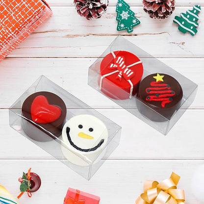100pcs Clear Macaron Boxes 4.17" x 2.17" x 1.38" Chocolate Covered Ore Boxes Clear Favor Box Treat Pastry Box for Christmas Birthday Wedding