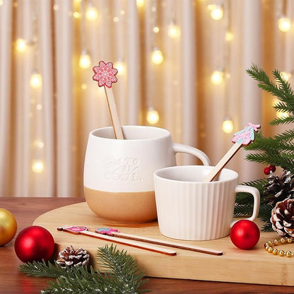 Jinei 120 Pcs Christmas Gingerbread Man Coffee Stir Sticks Natural Wooden Disposable Drink Stirrers for Hot Chocolate Milkshake Cocktail Restaurant Home Office