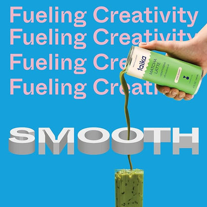 Taika Matcha Latte Iced Matcha Latte, Organic Ceremonial Grade Matcha w/Ashwagandha, 8 Fl Oz (Pack of 12))