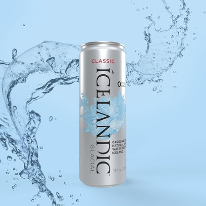 Icelandic Glacial Sparkling Water, Unflavored, 330 ml / 11.1 Fl Oz Cans (Pack of 10)