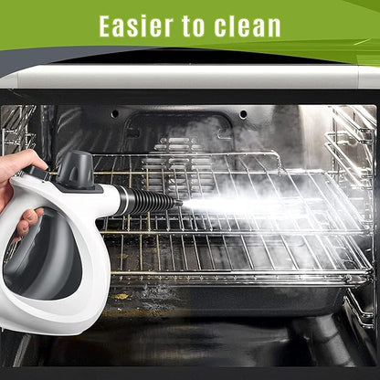 Pressurized Handheld Multi-Surface Natural Steam Cleaner with 12 pcs Accessories, Multi-Purpose Steamer for Home Use, Steamer for Cleaning Floor, Upholstery, Grout and Car (Grey)