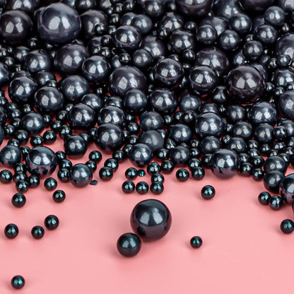 Twisweet Black Pearl Sprinkles for Cake Decorating, Edible Sugar Pearls for Baking, Mix Size, Cake Topper Cupcake Cookie Ice Cream Dessert Decorations, Halloween Birthday Christmas Supplies (130g/4.58oz)