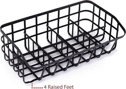 Tea Bag Organizer Caddy - Metal Tea Box Storage Holder for Cups, Pods, Packets, Condiment Accessories - Black