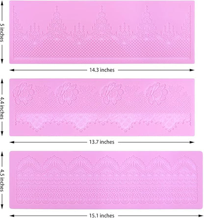 Embossing Lace Fondant Molds - Rose Flower Cake Lace Molds Set of 3