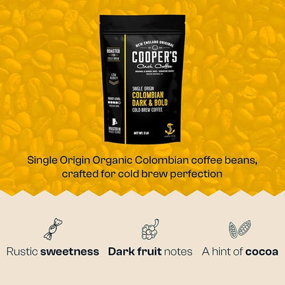 Cold Brew Coffee Colombian Reserve Single Origin Coarsely Ground Coffee - 2 lb. Bag - Dark Roast