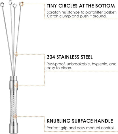 Espresso Coffee Stirrer, MATOW Stainless Steel Mini Whisk for Espresso Stirring Distribution – Professional Coffee Powder Stirring Tool