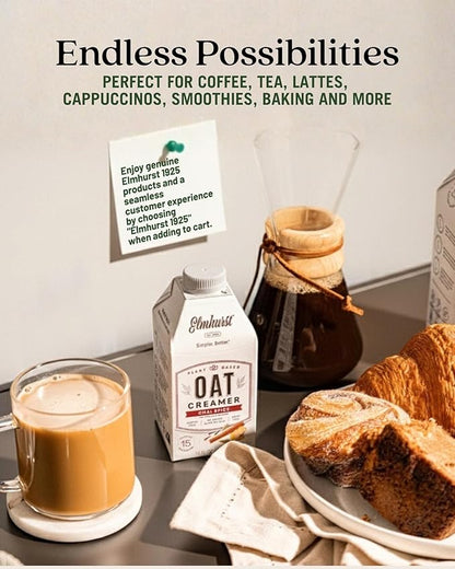 Elmhurst 1925 Chai Spice Oat Creamer - 16 Ounce (Pack of 6) Dairy-Free, Vegan, Kosher, Low Sugar, Shelf Stable Creamer Made with Oat Grains & Chai Spice for Healthier, Simpler Plant Based Alternatives