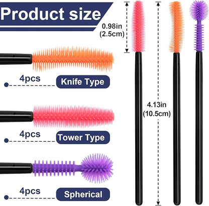 OIIKI 12 pcs Crevice Cleaning Brushes, Silicone Nook and Cranny Sewing Machine Cleaning Brushes, Tiny Cleaning Brushes for Small Crevices, Machine Gaps, Computer Keyboards (Orange, Purple, Red)