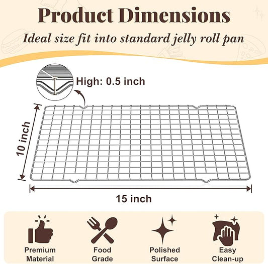 Cooling Racks for Cooking and Baking - 2 PCS 10" x 15" Grid Wire Baking Rack for Oven Cooking, Baking, Grilling, Roasting -Dishwasher Safe Bacon Rack- Fits Jelly Roll Cookie Sheet Pan