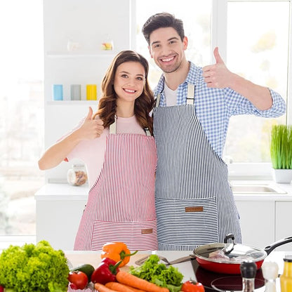 Handepo 4 Pcs Kitchen Cooking Aprons with Pockets Adjustable Waterproof Baking Apron for Women Men, Chef,BBQ, Christmas Gift