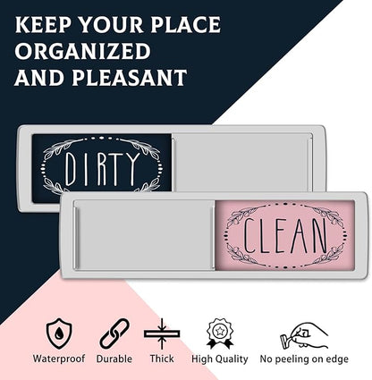 KitchenTour Clean Dirty Magnet for Dishwasher Upgrade Super Strong Magnet - Easy to Read Non-Scratch Magnetic Silver Indicator Sign with Clear, Bold & Colored Text, Pink