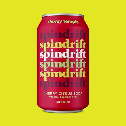 Spindrift "Shirley Temple" Cherry Citrus Soda Made with Real Squeezed Fruit 12 Pack Case