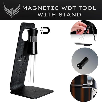 54mm Espresso Tools Kit Walnut Breville Accessories Includes Espresso Shaker, Spring Loaded Coffee Tamper, Leveling Tool, Bottomless Portafilter 54mm and Espresso Stirring Tool