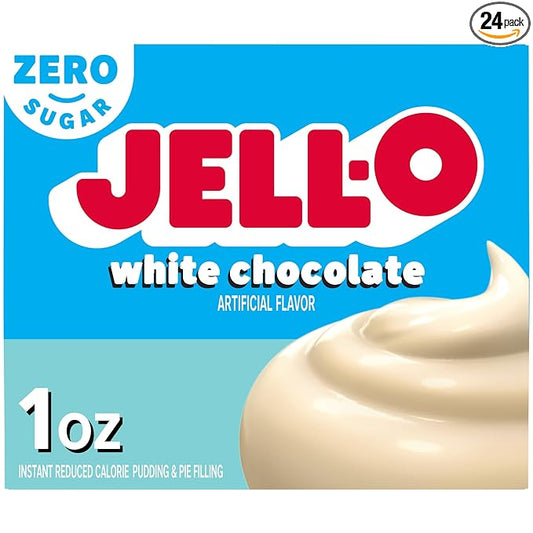 Jell-O White Chocolate Sugar Free & Fat Free Instant Pudding & Pie Filling Mix, 24 ct Pack - 1 oz Boxes, As Seen on TikTok