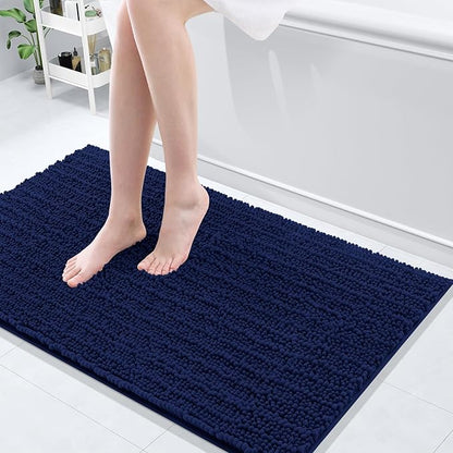 Arotive Luxury Chenille Bathroom Rug Mat, Extra Soft Thick Absorbent Shaggy Bath Rugs, Non-Slip Machine Wash Dry, Plush Bath Mats for Bathroom, Shower and Tub, 40x24, Navy