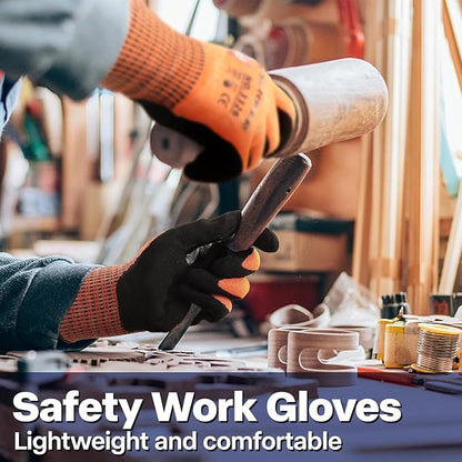 Schwer ProGuard Highest Level Cut Resistant Work Gloves PR3326 for Extreme Protection，ANSI A9 Cut Gloves with Reinforced Thumb, Non Slip, Non PFAS, Durable, Touch-screen, Orange 120 Pairs, L