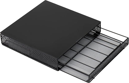 Mind Reader Single Serve Coffee Pod Drawer, 36 Pod Capacity, Countertop Organizer, Metal, 12.75" L x 13" W x 3" H, Black