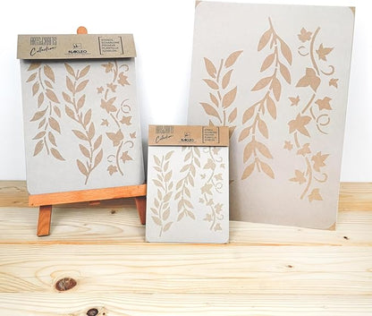 NAKLEO DIY Reusable Plastic Stencil - 15x21cm / 5.8” x 8.3” - Leaves Mini Border - Art Craft Wall Painting Pattern Template Scrapbooking Decoupage - Fabric Furniture Wood