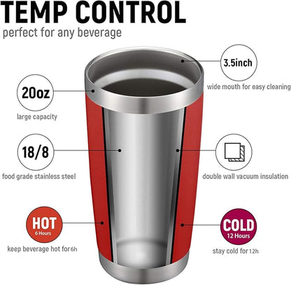 COMOOO 20oz Double Wall Vacuum Insulated Travel Mug, Stainless Steel Tumbler with Lid and Straw Durable Powder Coated Insulated Coffee Cup for Cold & Hot Drinks (Red, 1 PACK)