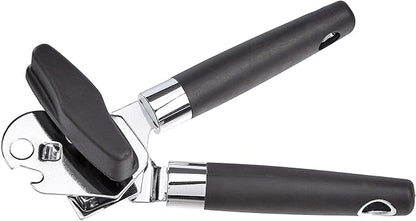 Amazon Basics Multi-function Manual Can Opener and Bottle Opener, 22 cm, Black Soft Grip Dual Handle