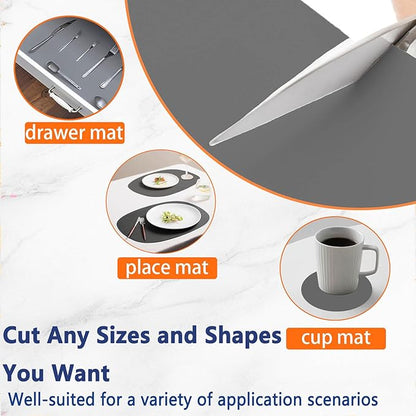 47.3''x23.6''(120cmx60cm) Extra Large Silicone Mat for Kitchen Counter, Heat Resistant Countertop Protector, Non-Slip Waterproof Kitchen Island Mat, Easy to Clean, Light Gray