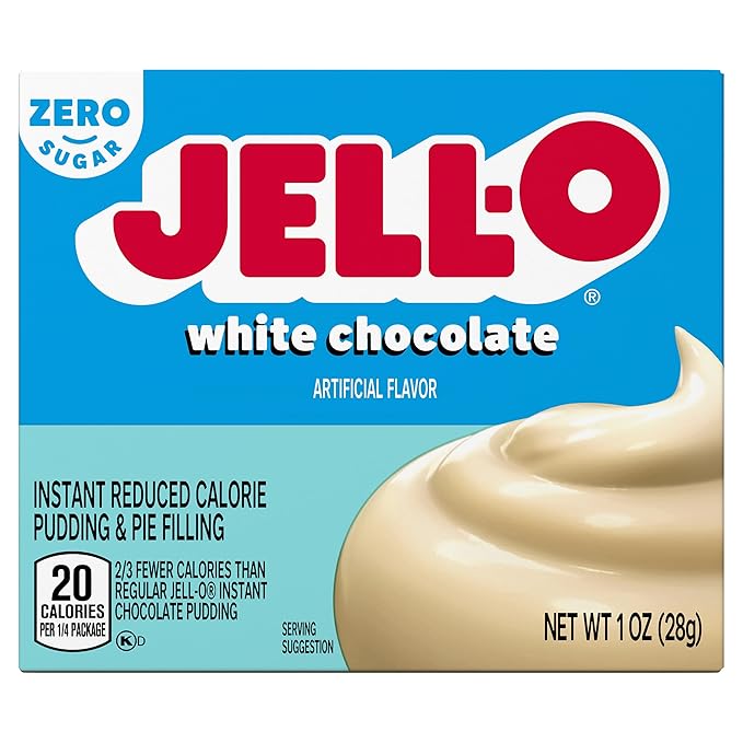 Jell-O White Chocolate Sugar Free & Fat Free Instant Pudding & Pie Filling Mix, 24 ct Pack - 1 oz Boxes, As Seen on TikTok