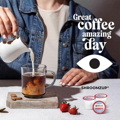 Shroomzup Mushroom Coffee K Cups 12 Pods - 10 Mushroom Coffee with Ashwagandha and Shilajit - Dark Roast Single Serve K-Cup Pods