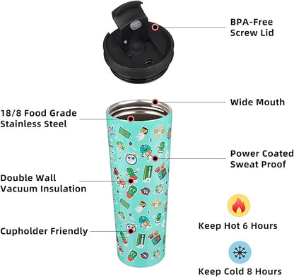 BJPKPK 34oz Stainless Steel Insulated Tumbler With lid And Straw Travel Coffee Thermal Tumblers Cup For Women And Men,Spring Party Green