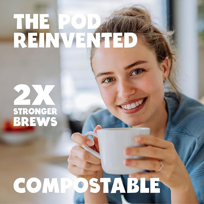 BestCUP Compostable Coffee Pods for Keurig: 8CT Extra Strong Dark Roast Coffee K Cups - Bold Rich With Notes of Chocolate | Compatible With 1.0 Brewers | Plastic-Free | Single-Serve | 16g Arabica