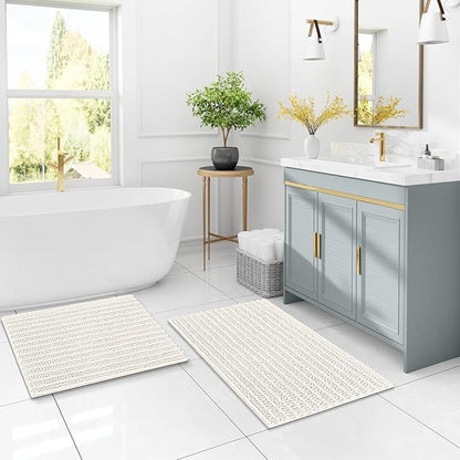 Arotive Luxury Chenille Bathroom Rug Mat, Extra Soft Thick Absorbent Shaggy Bath Rugs, Non-Slip Machine Wash Dry, Plush Bath Mats for Bathroom, Shower and Tub, 36x24, Ivory
