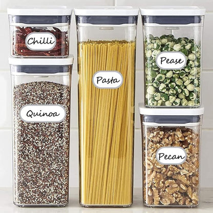 192pcs Labels for Jars Removable Waterproof Write-on Bottle Labels Stickers with Silver Border for Organizing Home Kitchen Pantry Food Storage Containers Spice Jars Jam Cannings, with Marker Pen