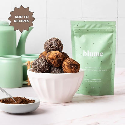 Blume Peppermint Cacao Blend - Superfoods latte with Brain Boosting Adaptogen Organic Cacao - Keto Friendly & Vegan Hot Chocolate - 30 Servings