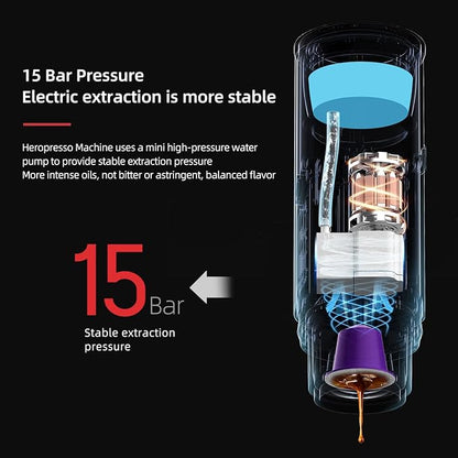 portable coffee maker15 Bar Mini Coffee Maker USB-C & Car Charger, Lightweight Espresso Maker (White)
