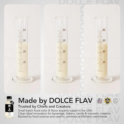 Dolce Flav Natural White Food Coloring – 2 oz Liquid Whitening Dye from Palm Oil with Graduated Dropper | Water-Soluble | For Frostings, Fillings & Beverages | Kosher | Made in USA