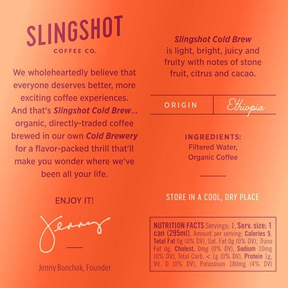 Organic Cold Brew Coffee, 12-Pack – Single Origin Ethiopian, Ready-to-Drink Cans (10 oz Each), Smooth & Fruity Flavor with Citrus, Cacao, and Stone Fruit Notes, 12 Pack