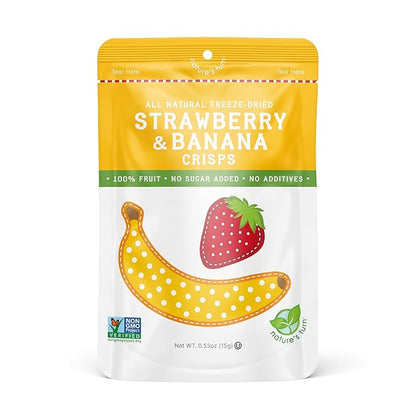Nature’s Turn Freeze-Dried Strawberry Banana Crisps – Healthy, Gluten-Free, Crispy & Delicious, Plant-Based Snack, Ideal for Cereal, Smoothies, School Lunches, & On-the-Go, Bags of 6 (0.53 oz Each)