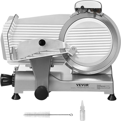 Meat Slicer, 340W Electric Deli Food Slicer with 10" SUS420 Stainless Steel Blade and Built-in Sharpening Stone, 0-0.6 inch Adjustable Thickness for Commercial and Home Use, Cut Meat and Cheese