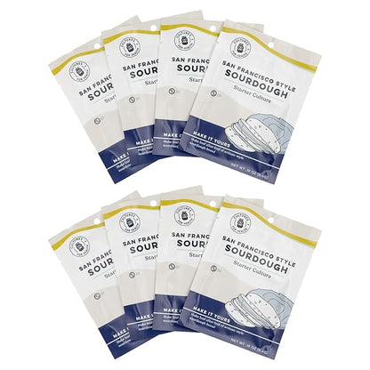 Cultures for Health San Francisco Sourdough Starter, Pack of 8 | Heirloom Style Dehydrated Culture for Baking Sourdough Bread, Pancakes, Biscuits, Pretzels, & More | Non-GMO Prebiotic Artisan Bread