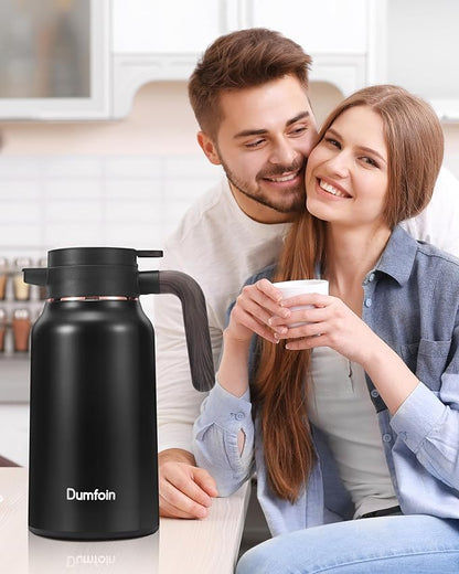 Carafes for Hot Liquids 70 oz - 36 Hour Stainless Steel Thermal Coffee Carafe-Insulated Coffee Carafes For Keeping Hot/Cold Coffee, Tea, Water, Drink Dispenser for Parties(Black)