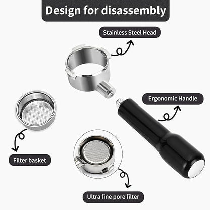 51mm Bottomless Portafilter Compatible for CASABREWS Espresso Machine CM5418, 3700 Series, Mr. Coffee Espresso and Cappuccino Machine, with Stainless Steel Double Shot Capacity Cup Filter Basket