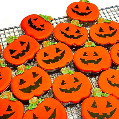 Halloween Cookie Cutters Large 7Pcs, Bat Pumpkin Magic Hat Cat Cookie Cutter, Sturdy Easy to Clean & Demold Pancake Dough Molds for Halloween Baking
