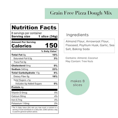 Stellar Eats Grain-Free Pizza Dough Baking Mix | Gluten-Free, Dairy-Free, Plant-Based, Paleo-Friendly | No Added Sugar | Almond Flour-Based | Non-GMO Project Verified, Kosher | 9.5 oz | 1 Pack