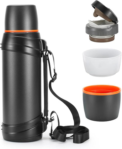 85oz Large Coffee Thermoses for Travel - Insulated Water Jug Classic Vacuum Bottle with Plastic Cup - Stainless Steel Thermos for Hiking Fishing