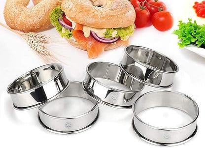 NewlineNY Stainless Steel 5 Pcs double rolled edges Circular Round Tart Rings, Pastry Muffin Molding Plating, Set of 5 : 1 x (28cm 11") + 4 x (10cm 4") x (2.2cm 0.85" H)